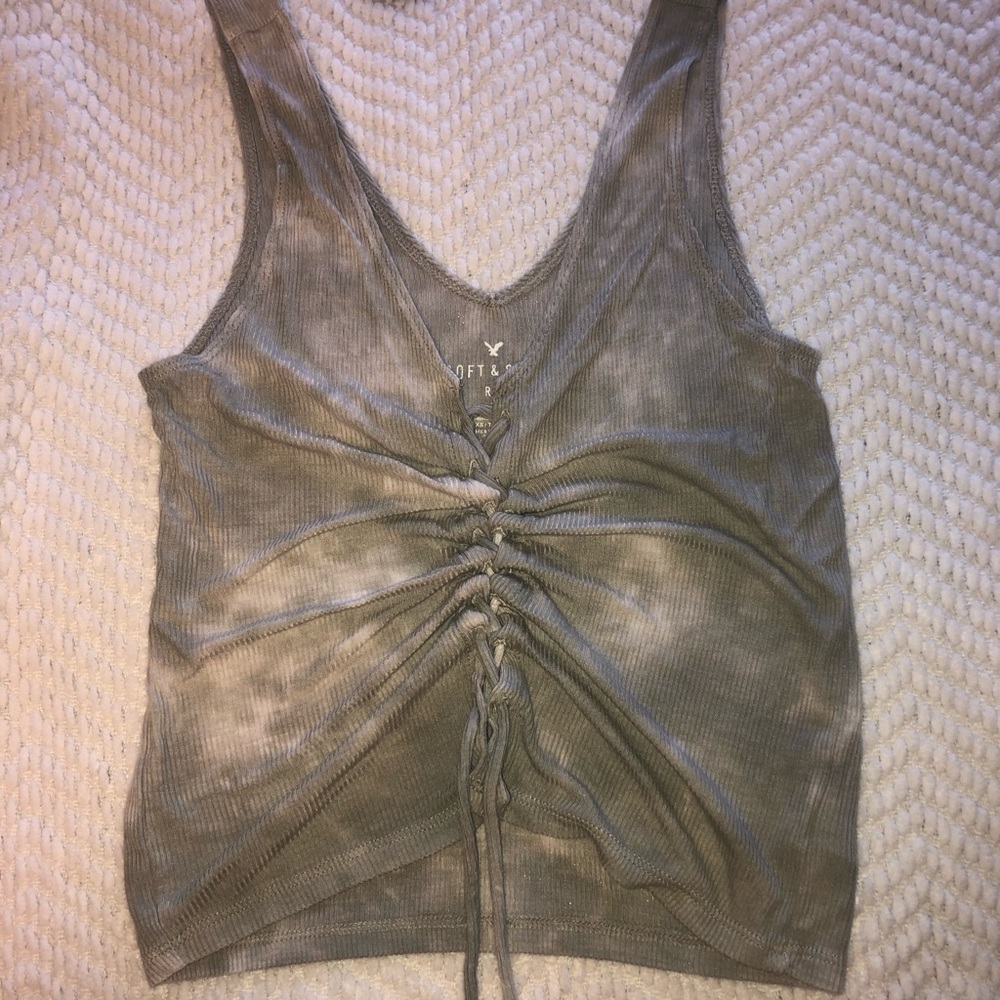 Green tie dye crop top